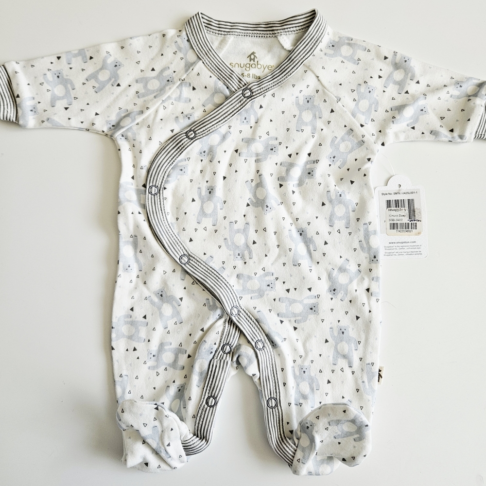 Gray and White Baby One Piece